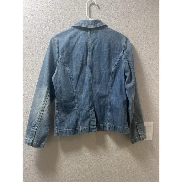 Denim Blazer Jean Jacket Womens Small Button Up Cotton Christopher & Banks - Picture 2 of 9